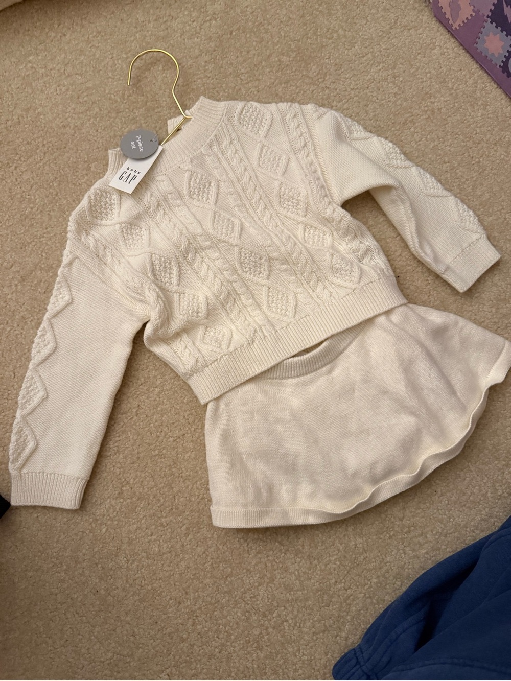 GAP Cream Cable-Knit Baby Sweater and Skirt Set